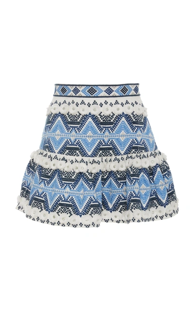 Shop Alexis Lucille Embroidered Cotton Skirt In Blue