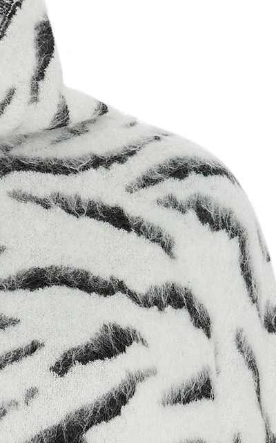 Shop Givenchy Zebra-print Brushed Mohair-blend Turtleneck Sweater In Black/white