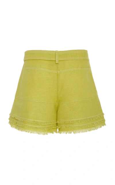 Shop Alexis Jaymes Cotton Fringe Shorts In Yellow