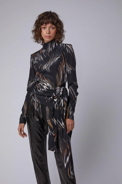 Shop Givenchy Tied Printed Silk Turtleneck Blouse