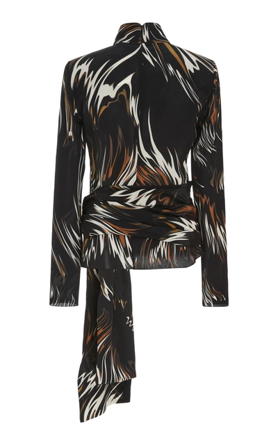 Shop Givenchy Tied Printed Silk Turtleneck Blouse