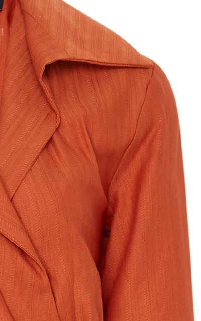 Shop Jacquemus Sabah Draped Linen And Cotton-blend Shirt Dress  In Orange