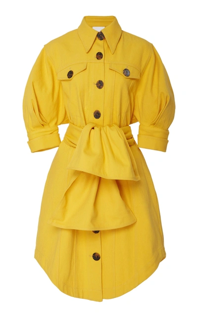 Shop Acler Priestly Denim Mini Dress In Yellow