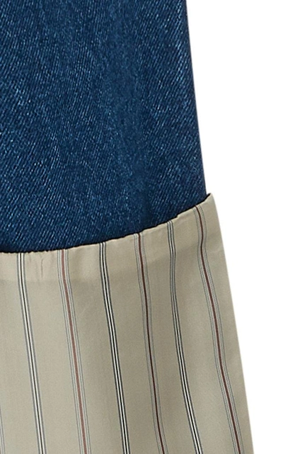 Shop Loewe Striped Poplin-paneled High-rise Straight-leg Jeans In Medium Wash