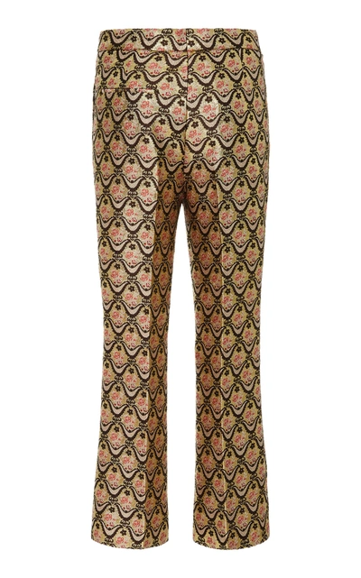 Shop Rochas Brocade Straight Leg Trousers In Gold