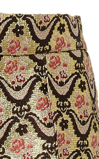 Shop Rochas Brocade Straight Leg Trousers In Gold