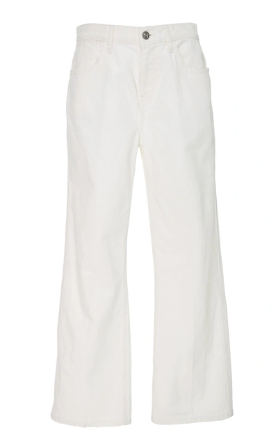 Shop Current Elliott Vanessa Wide-leg Crop Jeans In White