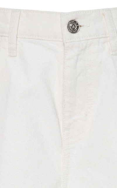 Shop Current Elliott Vanessa Wide-leg Crop Jeans In White
