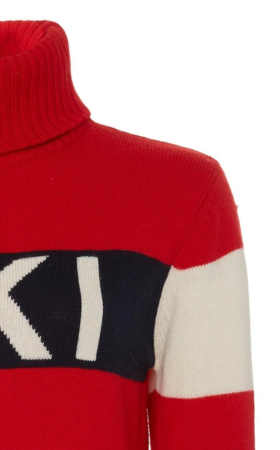 Shop Perfect Moment Ski Intarsia-knit Wool Sweater In Red