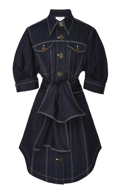 Shop Acler Priestly Denim Mini Dress In Navy