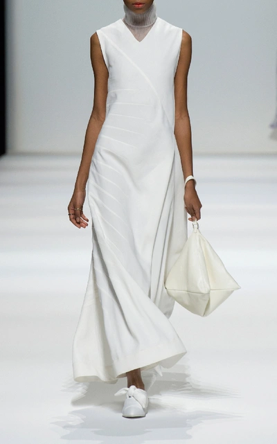 Shop Jil Sander Fuette Linen-blend Maxi Dress In White