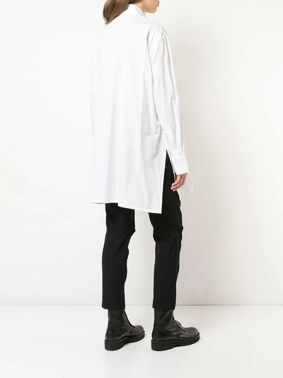 Shop Yohji Yamamoto Oversized High Low Shirt In White