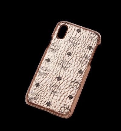 Shop Mcm Iphone X Case In Visetos Original In Gold | Champagne Gold