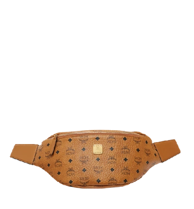 Shop Mcm Stark Belt Bag In Visetos In Cognac