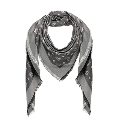 Shop Mcm Monogram Basic Jacquard Scarf In Grey | Silver Shadow