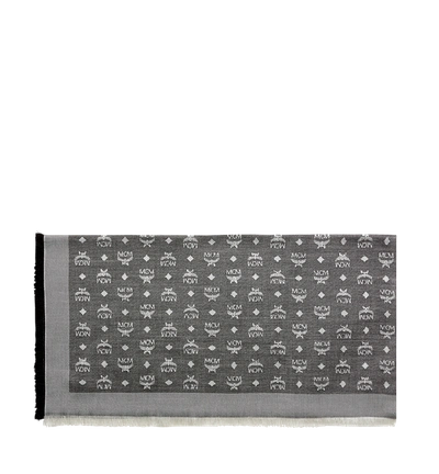 Shop Mcm Monogram Basic Jacquard Scarf In Grey | Silver Shadow