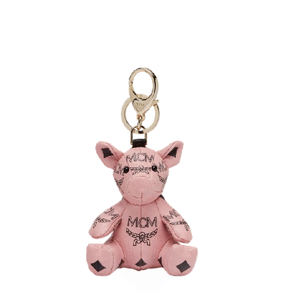 Shop Mcm Zoo Pig Charm In Visetos In Pink | Soft Pink