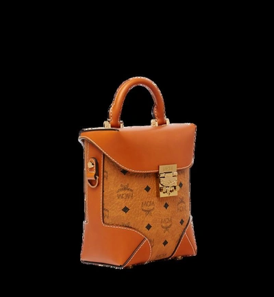 Shop Mcm Soft Berlin Ns Crossbody In Visetos In Cognac | Cognac