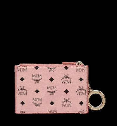 Shop Mcm Key Pouch In Visetos Original In Soft Pink