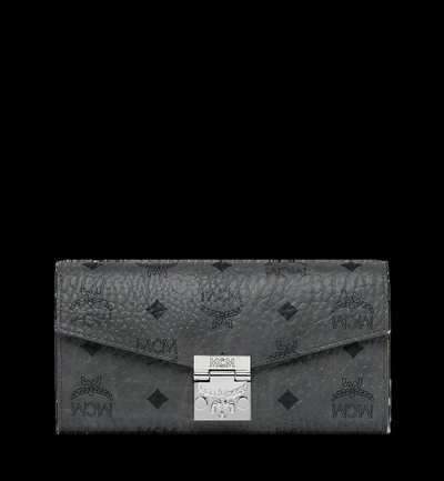 Shop Mcm Patricia Crossbody Wallet In Visetos In Phantom Grey