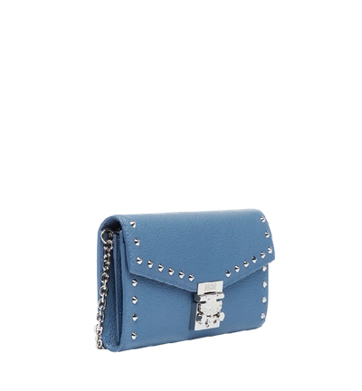 Shop Mcm Patricia Crossbody Wallet In Studded Outline Leather In Hf