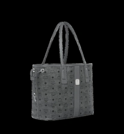 Liz Reversible Medium Visetos Shopper Tote Bag In Phantom Gray silver