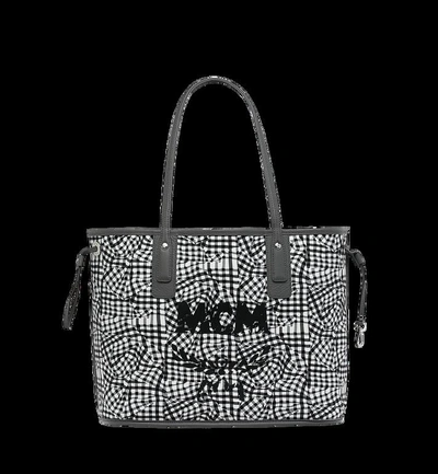 Shop Mcm Reversible Liz Shopper In Visetos In Phantom Grey