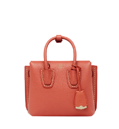 Shop Mcm Milla Tote In Studded Outline Leather In Pw