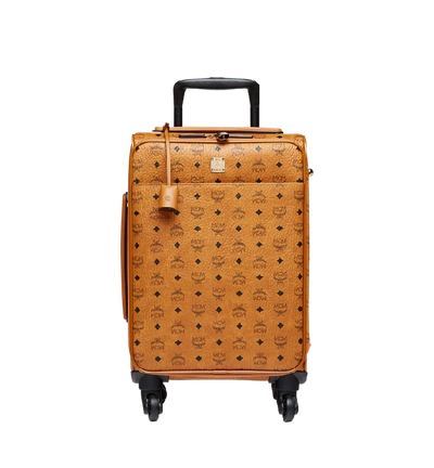 Shop Mcm Traveler Cabin Trolley In Visetos In Cognac | Cognac