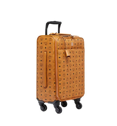 Shop Mcm Traveler Cabin Trolley In Visetos In Cognac | Cognac