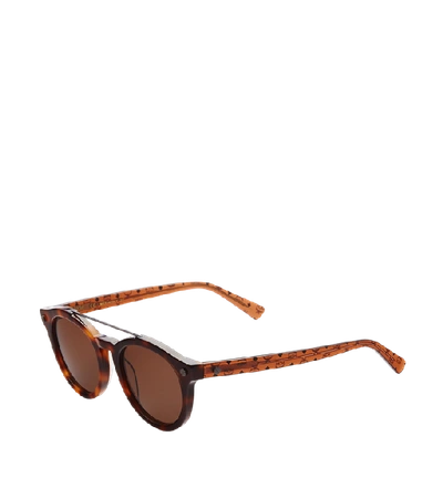 Shop Mcm Round Aviator Sunglasses In Deep Brown