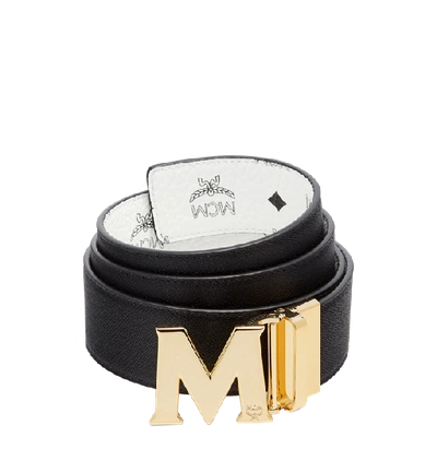 Shop Mcm Claus M Reversible Belt 1.75" In Visetos In White | White