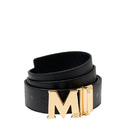 Shop Mcm Claus M Reversible Belt 1.75" In Monogram Leather In Bk