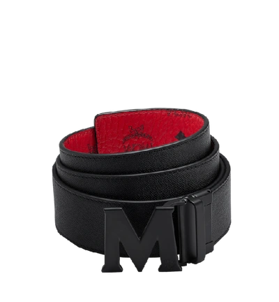 Shop Mcm Claus M Reversible Belt 1.75" In Visetos In Red | Ruby Red