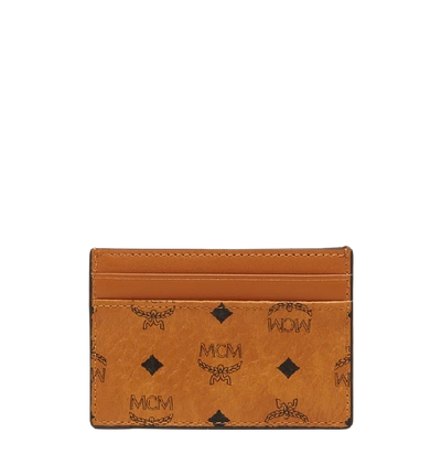 Shop Mcm Card Case In Visetos Original In Cognac | Cognac