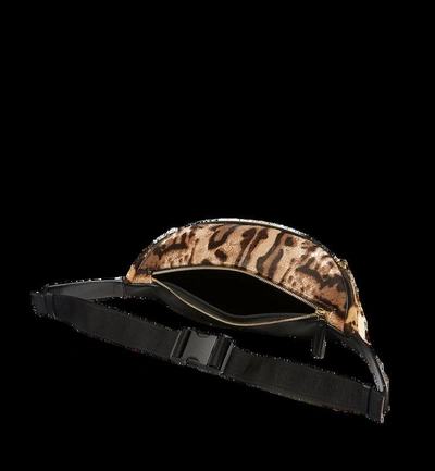 Shop Mcm Stark Logo Plate Belt Bag In Leopard Haircalf In Co