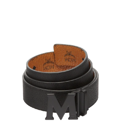 Shop Mcm Flat M Reversible Belt 1.75" In Visetos In Cognac | Cognac