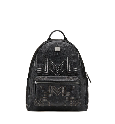 Shop Mcm Stark Backpack In Gunta M Studs Visetos In Black