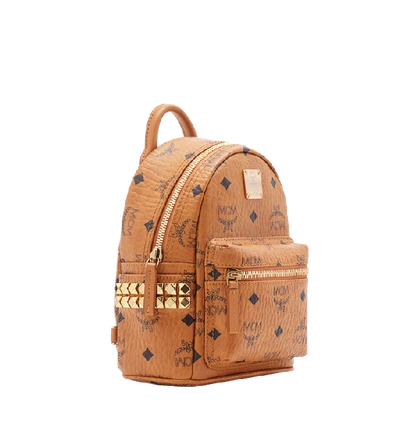 Shop Mcm Stark Bebe Boo Backpack In Visetos In Cognac