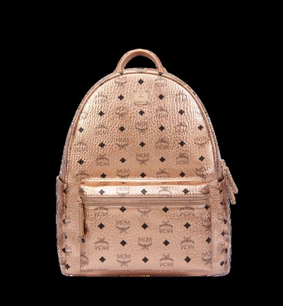 Shop Mcm Stark Classic Backpack In Visetos In Champagne Gold