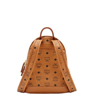 Shop Mcm Stark Side Studs Backpack In Visetos In Cognac