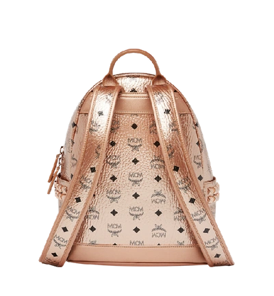 Shop Mcm Stark Side Studs Backpack In Visetos In Champagne Gold