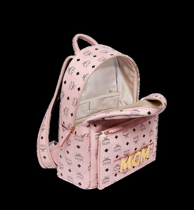 Shop Mcm Trilogie Stark Rucksack In Visetos In Soft Pink