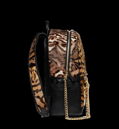 Shop Mcm Stark Logo Plate Backpack In Leopard Haircalf In Co