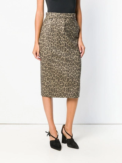 Shop Max Mara Leopard Print Pencil Skirt In Brown