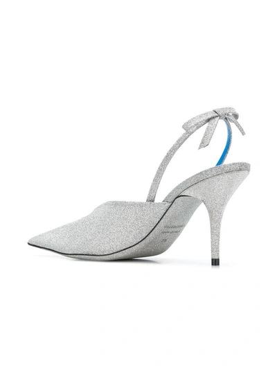 Shop Balenciaga Knife Slingback Pumps In Grey