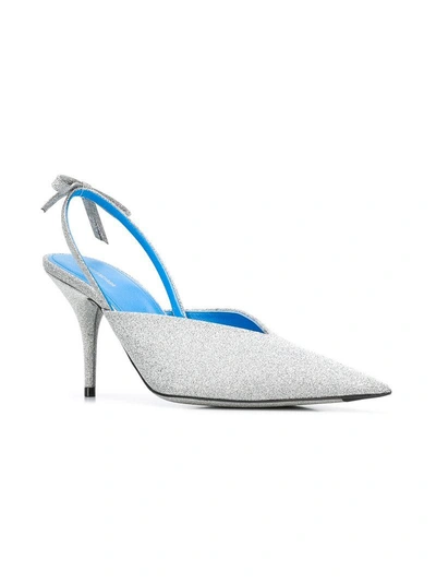 Shop Balenciaga Knife Slingback Pumps In Grey