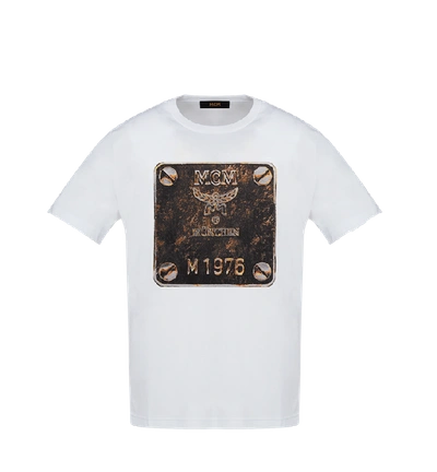 Shop Mcm Men's Brass Plate T-shirt In Wt