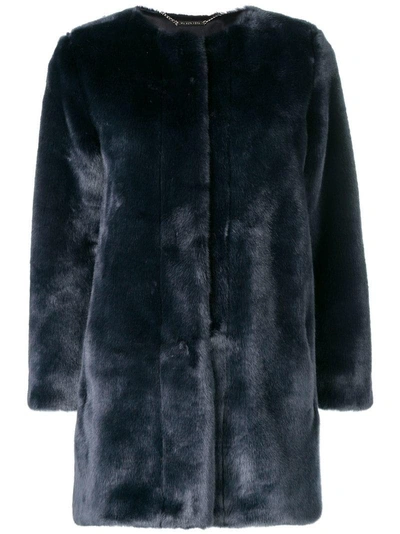 Shop Maison Père Faux Fur Coat In Blue