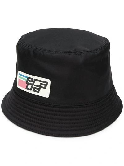 Shop Prada Logo Patch Hat - Black